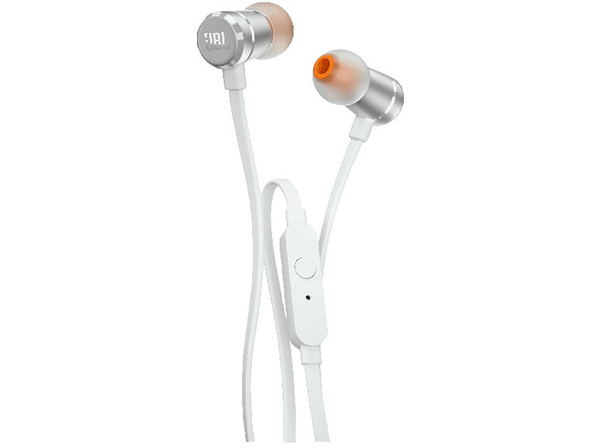 Auriculares Botón - JBL T290, Micrófono, Control remoto, Plata