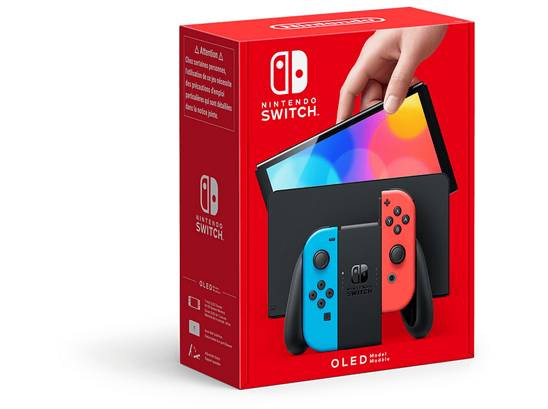 Consola - Nintendo Switch OLED, 7, Joy-Con, 64 GB, Azul y Rojo Neón