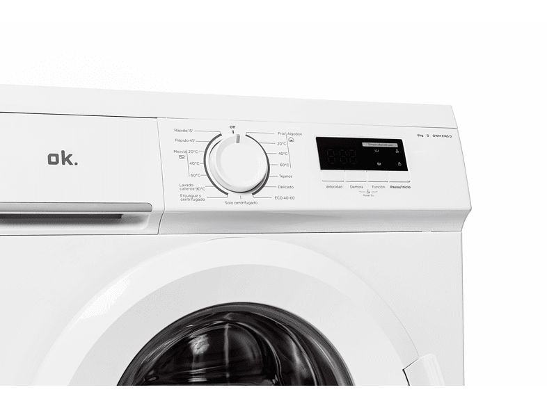 Lavadora carga frontal - OK OWM 6143 D, 6 kg, 15 Programas, Bloqueo, Acero inoxidable, Con 1000 rpm, Blanco