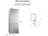 Frigorífico combi - Haier 3D 70 Series 5 HTR5720ENMG, 483 l, Total No Frost, 200.6 cm, Motor Inverter, Humidity Zone, My Zone, Plata