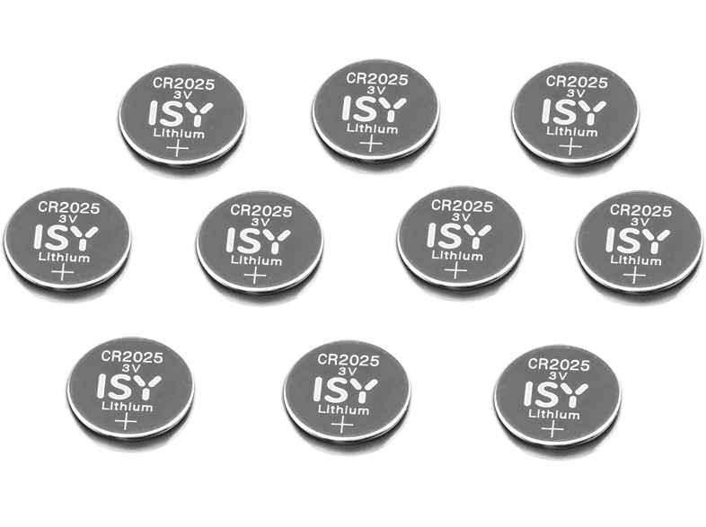 Pilas de botón- ISY IBA-3025, Pack 10 pilas de botón, Litio, Plata