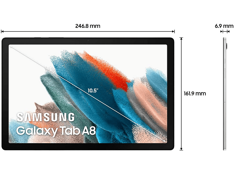 Tablet - Samsung Galaxy Tab A8, 32 GB eMMC, Plata, WiFi, 10.5 WUXGA, 3 GB RAM, Unisoc T618, Android 11