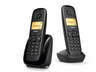 Teléfono - Gigaset A180, Duo, Pantalla 1.5", 50 contactos, Identificador llamadas, Rellamada, Negro