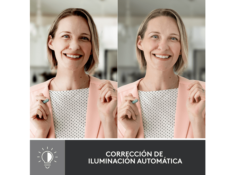 Webcam - Logitech Brio 500, Full HD 1080p, Enfoque automático, Micrófono con reducción de ruido, Rosa