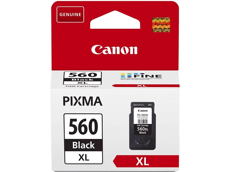 Cartucho de tinta - Canon PG-560XL 3712C001, Hasta 400 hojas, Tamaño XL, Negro