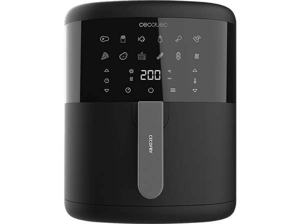 Freidora de aire - Cecotec Cecofry Bombastik 6000, 1700 W, 6 L, 80-200 ºC, 12 modos, Temporizador, Negro