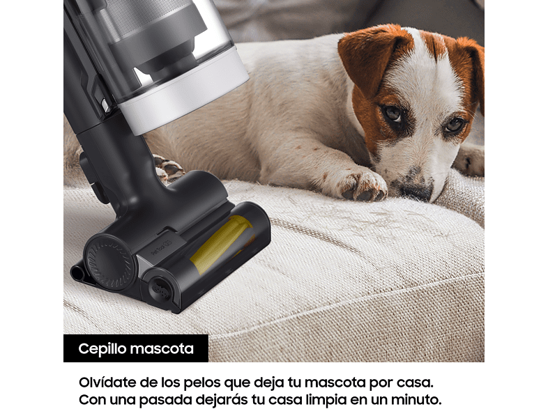 Aspirador escoba - Samsung BESPOKE Jet Pet VS20A95823W/WA, 580 W, Autonomía 60 min, Inalámbrico, Negro/Blanco