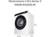 Lavadora carga frontal - Haier I-Pro Series 3 HW90-B14939-IB, 9 kg, 1400 rpm, Motor Direct Motion, 15 programas, Antibacterias, Vapor, Blanco