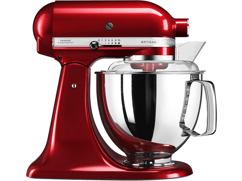 Robot de cocina - Kitchen Aid Artisan, 300 W, 4.8 L, Rojo