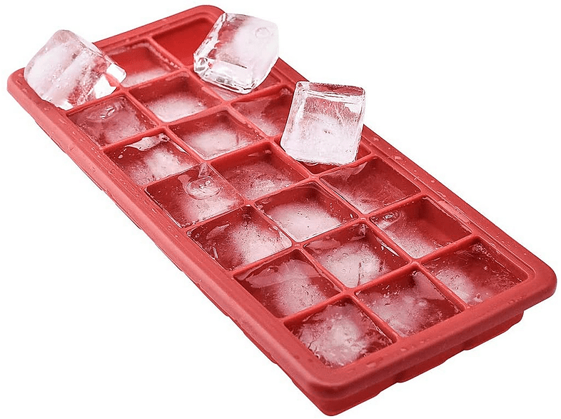 Bandeja para cubitos de hielo - Jata AC40, Con Tapa Protectora, Para 21 Cubitos de 3 x 3 cm, Rojo
