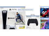 Consola - Sony PS5 Stand C, 825 GB (2 Mandos DualSense™ incluidos, Negro y Blanco) + FIFA 23 (código de descarga) + Gran Turismo 7 + Ratchet & Clank