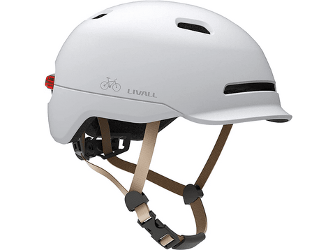 Casco - Livall C20, Para patinete y Bici, Casco Conectado, SOS, Luz de Freno, Luz Trasera, Talla L, 56-61 cm, Blanco