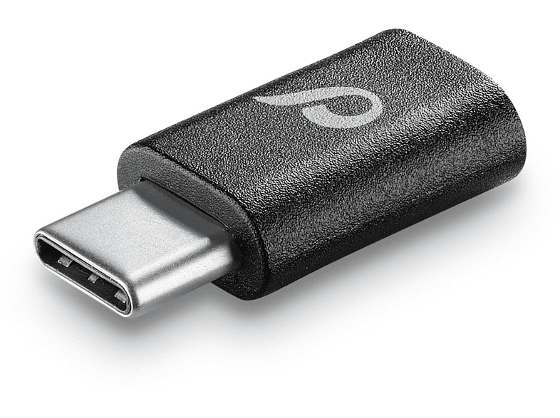Adaptador de cable - Cellularline 37715, USB C, Micro-USB, Negro