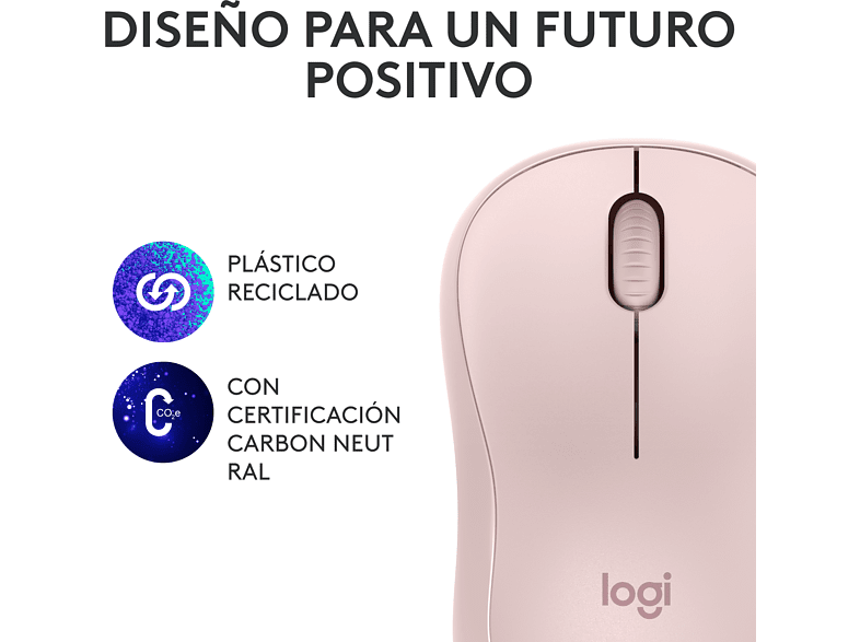 Ratón inalámbrico - Logitech M240 Silent, Inalámbrico, Bluetooth, 4000 ppp, Ambidiestro, Windows/Mac, Rosa