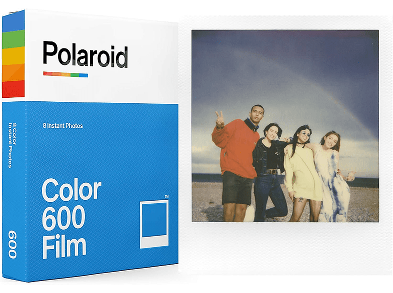 Película fotográfica - Polaroid Color Film 600, Sensibilidad ISO 640, 8 fotos,  107 por 88 mm, Blanco