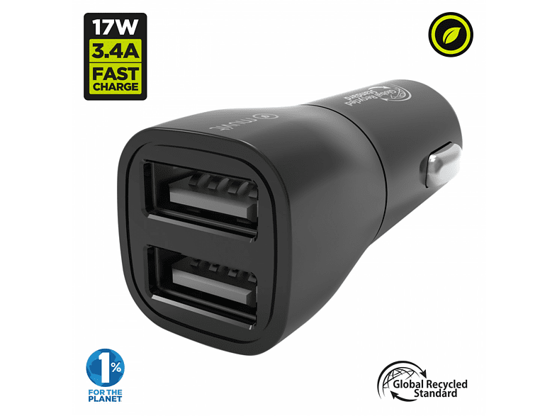 Cargador coche - MUVIT SC-198 C, Universal USB A*2 , 17 W, Negro