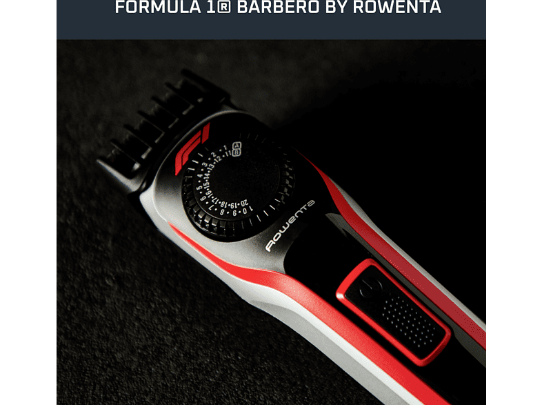 Barbero - Rowenta Formula 1 TN384MF0, 180 min, Tecnología de autoafilado, Revestimiento titanio, Negro y Rojo