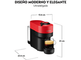 Cafetera de cápsulas - Nespresso® Krups Vertuo Pop XN920510, 1500 W, 0.56 L, Tecnología Centrifusion, Wi-Fi, Spicy Red
