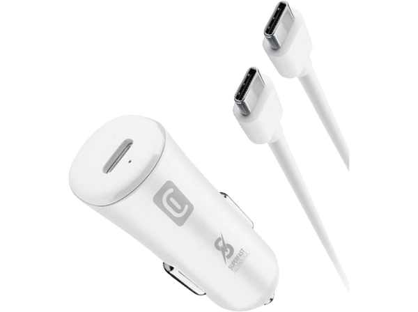 Cargador USB para coche - Cellular Line CBRSMKITC2CPD25WW, 25W, USB-C, Universal, Blanco