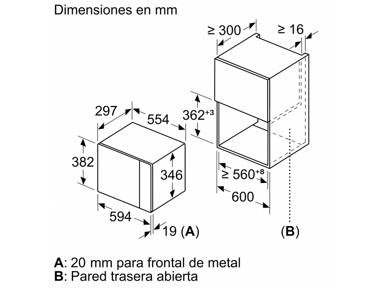 Microondas integrable - Balay 3CG5172N2, 800 W, 5 niveles, 20 l, Negro