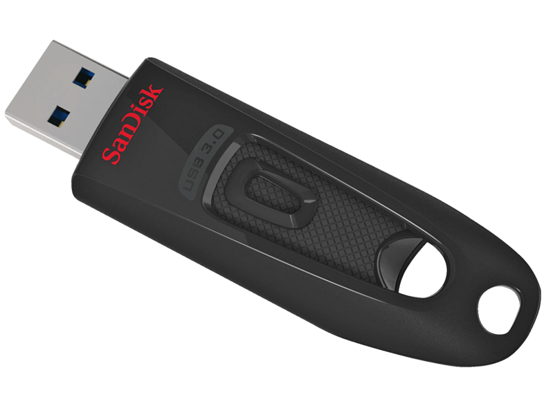 Pendrive de 64 GB - Sandisk Ultra, USB 3.0, Negro, velocidad hasta 100 Mb/s