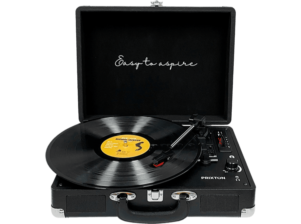 Tocadiscos - Prixton VC400, Salidas RCA/ Auriculares, Bluetooth, USB, Tarjeta TF, 33.3/45/78 RPM, Negro