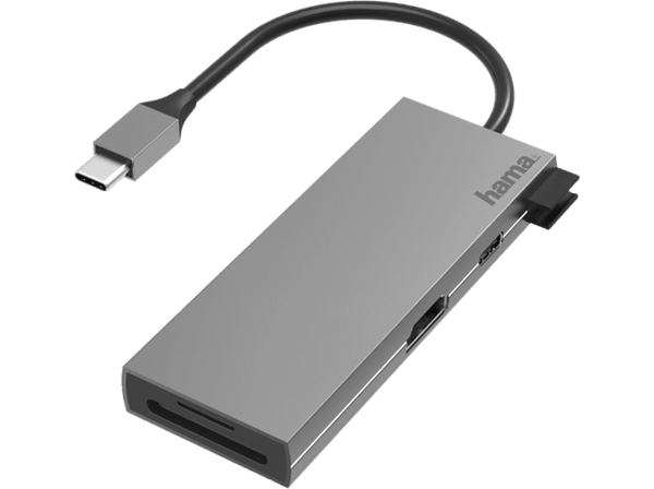 Hub - Hama 00200110, De conector USB-C a enchufe 2x USB-A/USB-C/HDMI™/SD/microSD, Hasta 5 Gbit/s, Negro