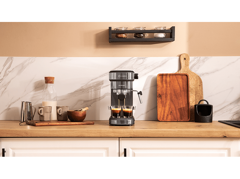Cafetera express - Cecotec Cafelizzia 890 Dark, 1350W, Calentamiento rápido, 20 bar, 1.2 L, 2 tazas, Negro