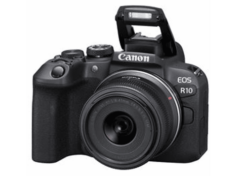 Cámara EVIL - Canon EOS R10 + 18-45mm F3.5-6.3 IS STM, 24.2 megapixel, Pantalla táctil 7.5 cm, Wi-Fi, Negro