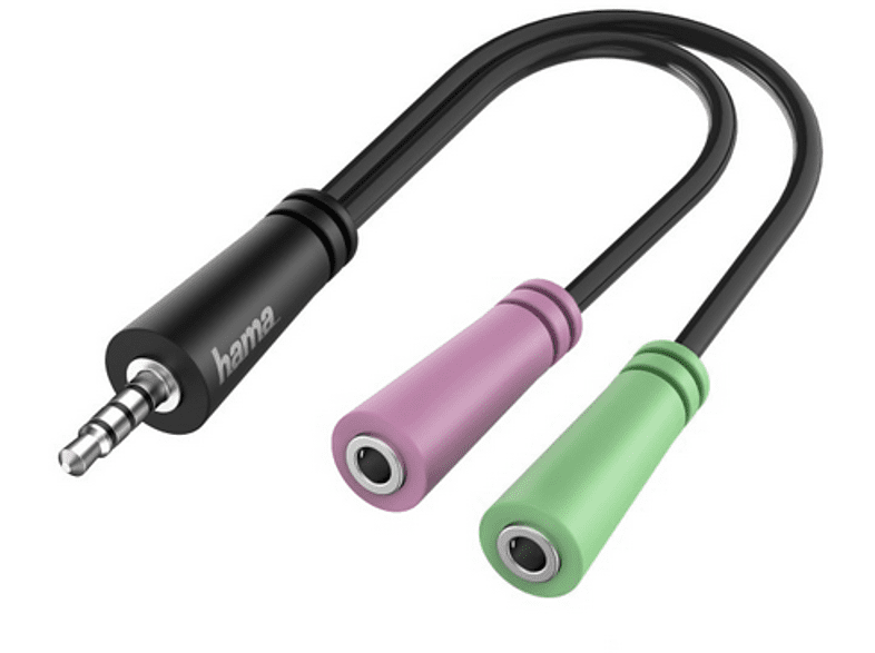 Cable audio - Hama 00200352, De conector jack 3.5 mm a 2x enchufes jack 3.5 mm, 0,15 m, Multicolor