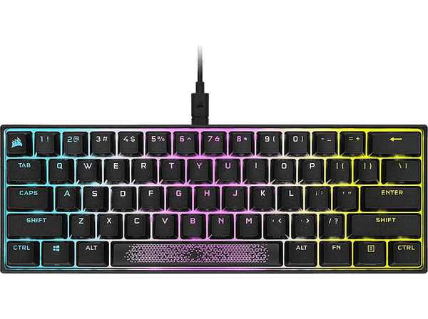 Teclado gaming - Corsair K65 RGB Mini 60% Mechanical, USB, RGB, 100% Anti-Ghosting, Negro