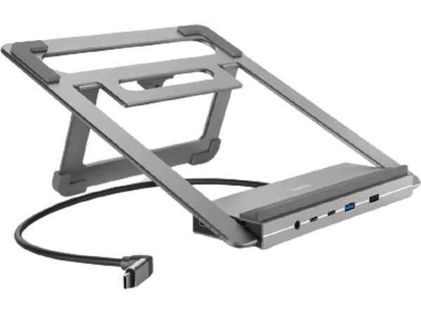 Docking station - Hama 00200139, 12 puertos en 1, Conector USB - C, Resolución 4K, Puerto de Audio de 3,5 mm, Gris