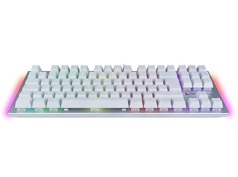 Teclado gaming - Newskill SERIKE IVORY TKL RED, Anti-ghosting, Retroiluminación, TenKeyLess, Blanco