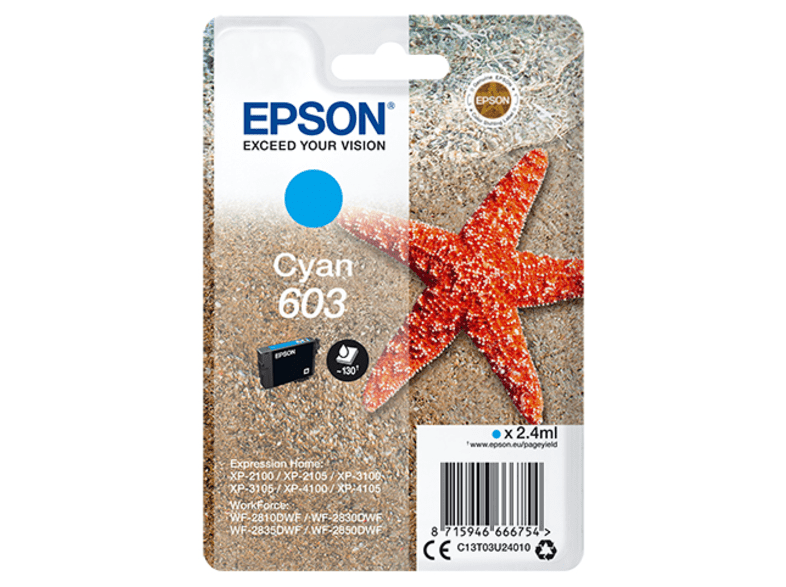 Cartucho de tinta - EPSON 603 Cian, 2.4 ml