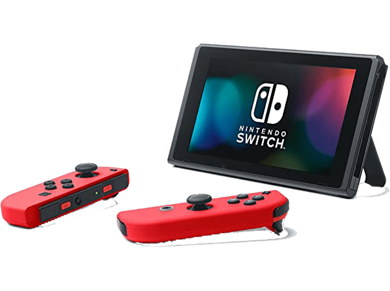 Consola - Nintendo Switch con mandos Joy-Con Rojos, Super Mario Odyssey en código descargable y hoja de pegatinas, Ed. Limitada, 32 GB, Negro