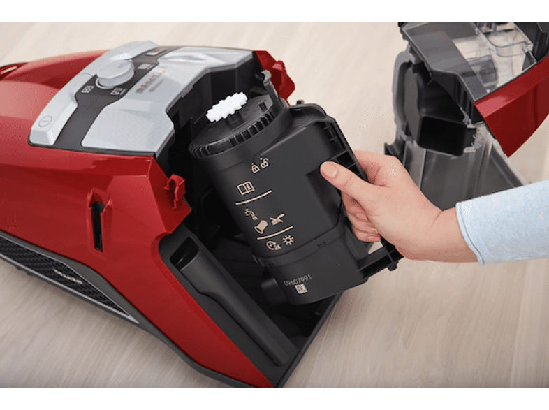 Aspirador sin bolsa - Miele Blizzard CX, 890 W, 2 l, Autolimpieza, 100 km/h,  Rojo
