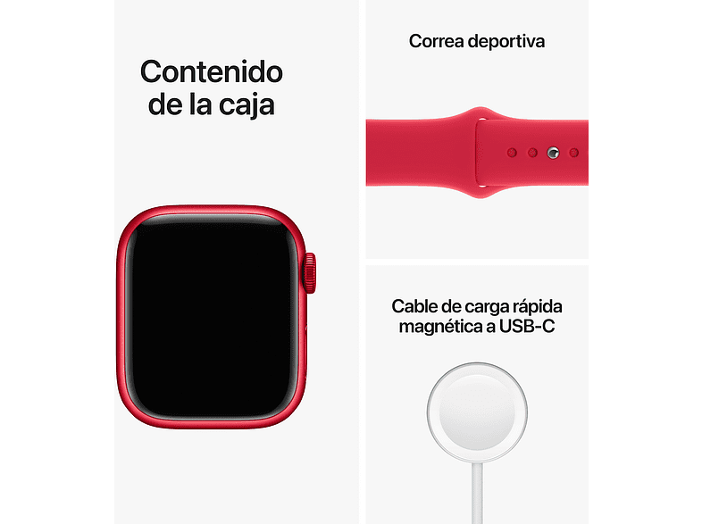 Apple Watch S8 (2022), GPS, 41 mm, Caja de aluminio, Vidrio delantero Ion-X, Correa deportiva PRODUCT(RED)