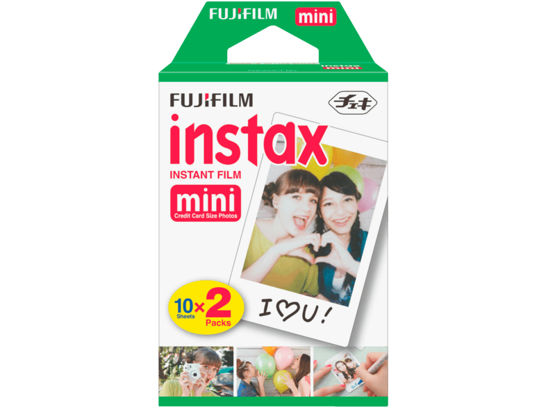 Película fotográfica - Fujifilm Instax Mini Brillo, 2 x 10 hojas, Blanco