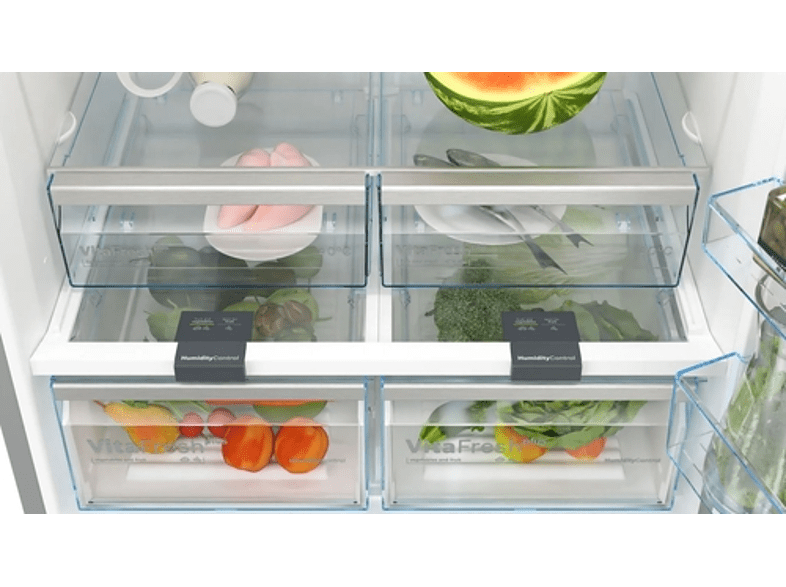 Frigorífico combi - Bosch KGN86VIEA, No Frost, Modo Eco, 186 cm, Acero inox