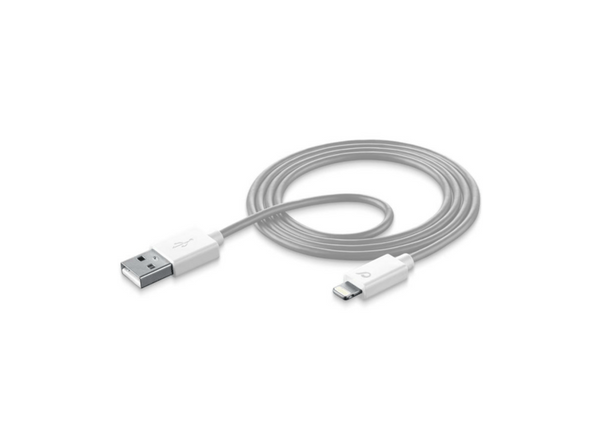 Adaptador de USB a Lightning - Cellularline USBDATAMFISMARTW, Cable de datos y carga, 1m, Blanco