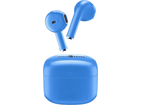 Auriculares True Wireless - Music Sound BTMSTWSSWAGU, De cápsula, Bluetooth,  Autonomía de hasta 20 h, Azul cielo