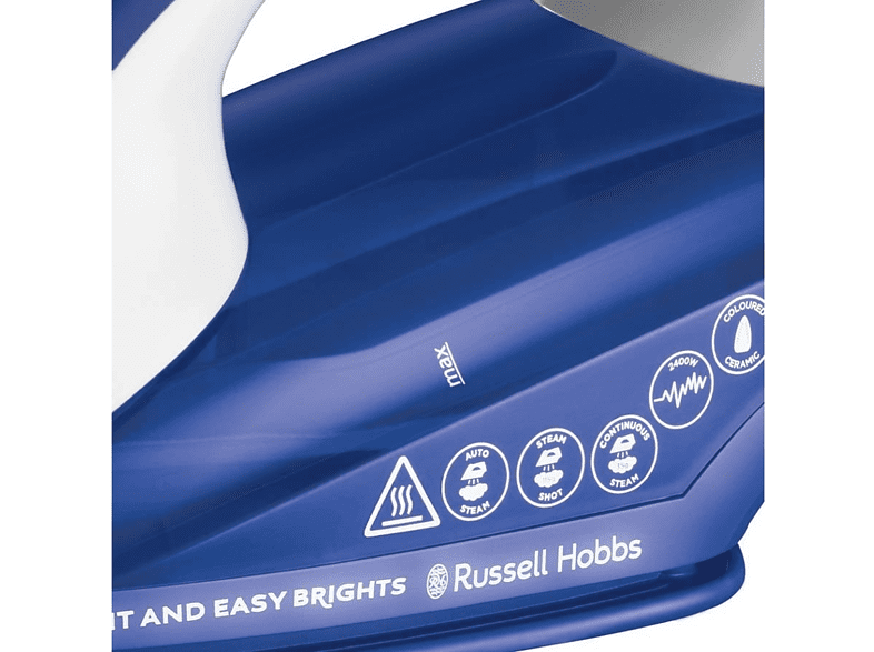 Plancha de vapor - Russel Hobbs Light & Easy brights Zafiro, 115 g/min, 0.24l, Antical, Azul