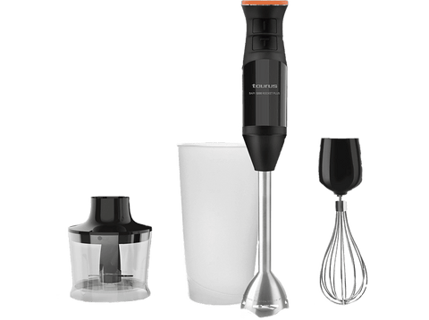 Batidora de mano - Taurus Bapi 1200 Rocket Plus , 1200W, Pica hielo, Cuchillas de acero inoxidable, 20 velocidades, Turbo, libre BPA, Negro