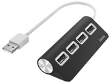 Hub USB/Concentrador - Hama 00200119, USB 2.0, Para portátiles, Plug & Play, 4x Puertos USB, Negro