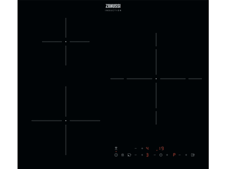 Encimera - Zanussi ZITX633K, Eléctrica, Inducción, 3 Zonas, 60 cm, Negro