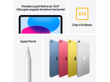 Apple iPad (2022 10ª gen), 64 GB, Amarillo, WiFi, 10.9, Retina, Chip A14 Bionic, iPadOS 16