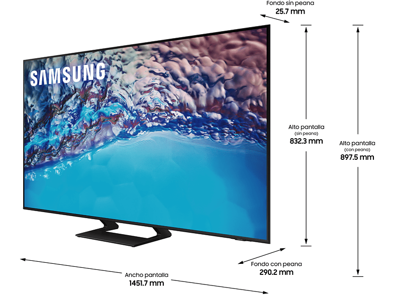 TV LED 65 - Samsung UE65BU8500KXXC, UHD 4K, Procesador Crystal 4K, Smart TV, Calibración TV incluida, Negro