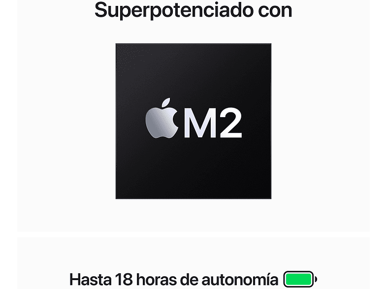 APPLE MacBook Air (2023), 15.3 Retina, Chip M2 de Apple, 8 GB, 256 GB SSD, MacOS, Teclado Magic Keyboard Touch ID, Blanco estrella