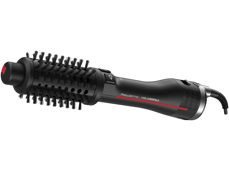 Cepillo de aire caliente - Rowenta x Karl Lagerfeld CF961L K/Pro Stylist, 750 W, Pro Dual Motion, Keratin & Glow, 2 cepillos, Negro y rojo