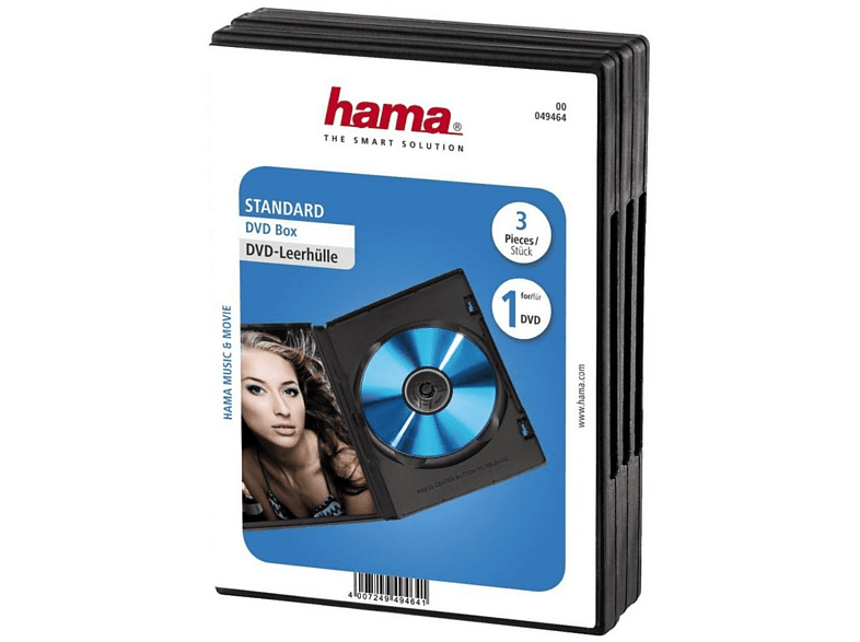 Fundas para CD, DVD y Blu-Ray - Hama DVD Jewel Case, Caja para 1 DVD, 3 unidades, color negro